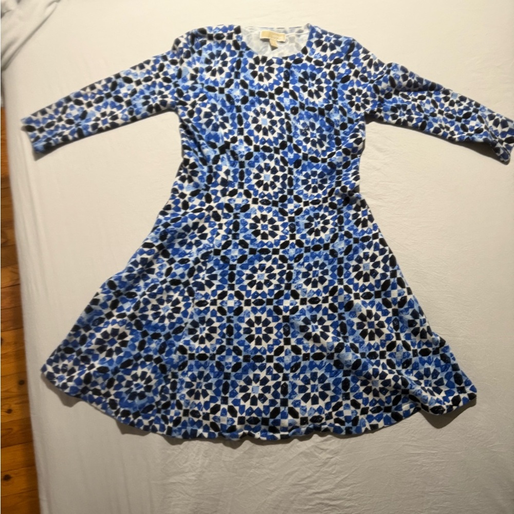 MICHAEL Michael Kors Women Dress in Blue and White Mosaic